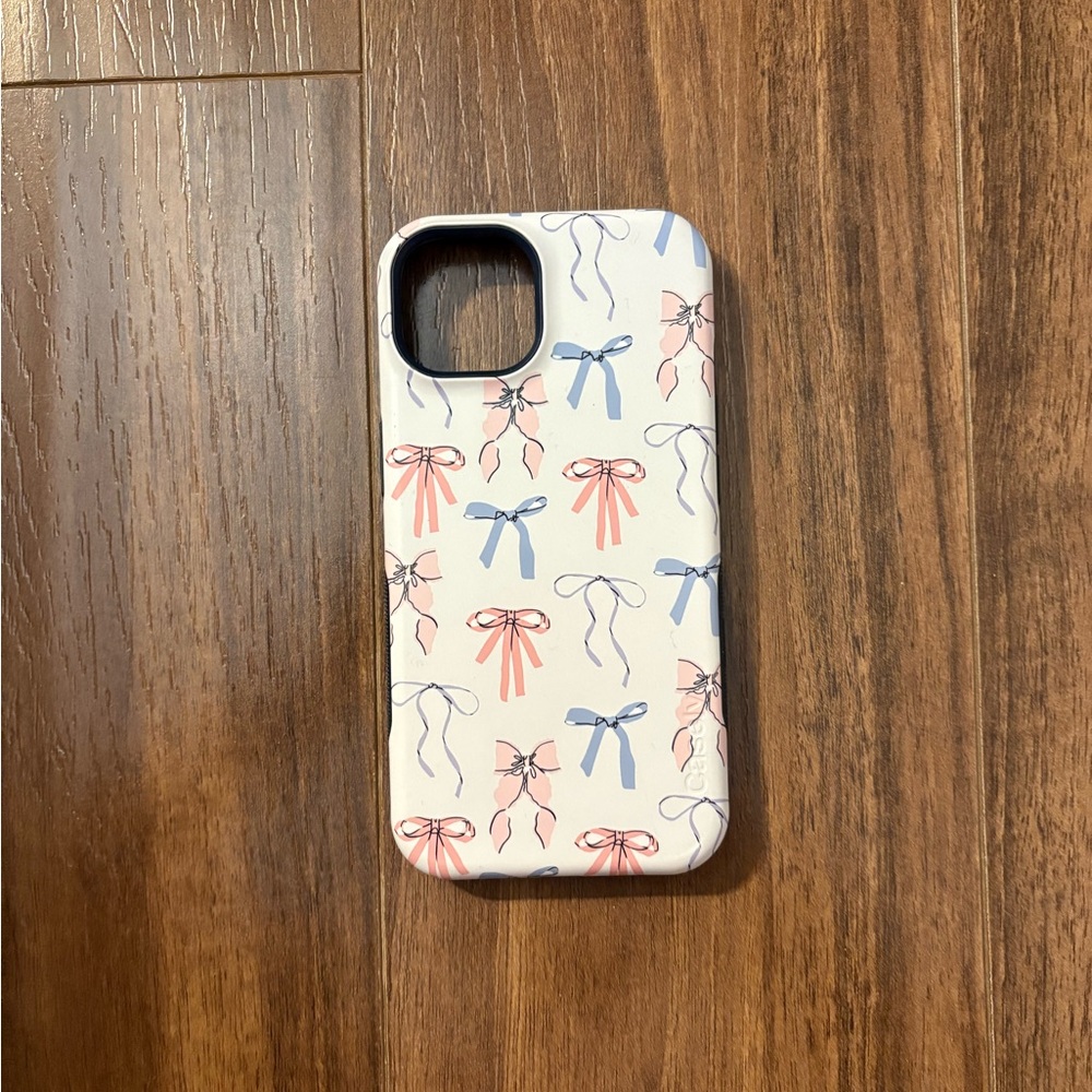Elegant Bow Pattern Phone Case - Pink and Blue